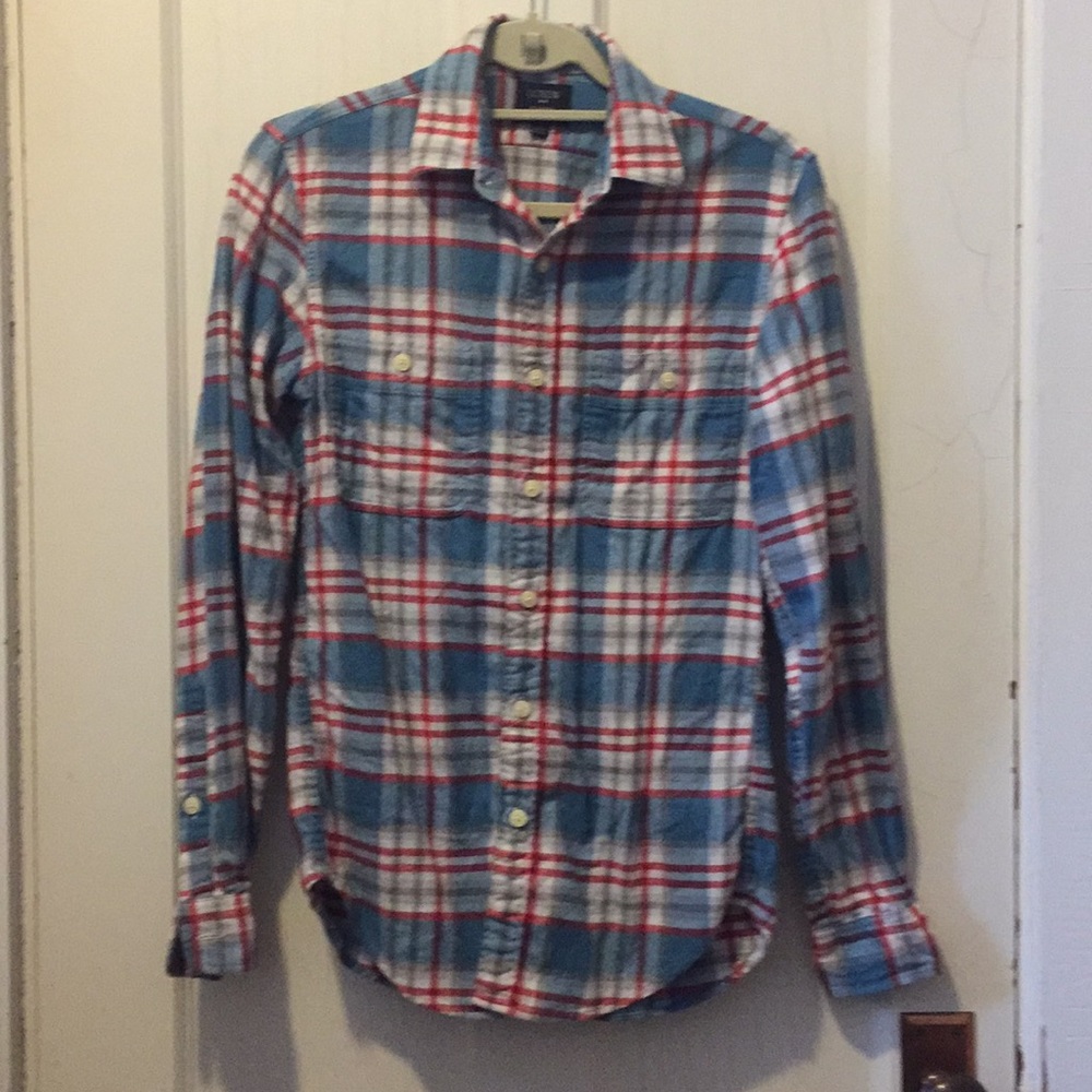 J. Crew men's flannel blue red slim XS